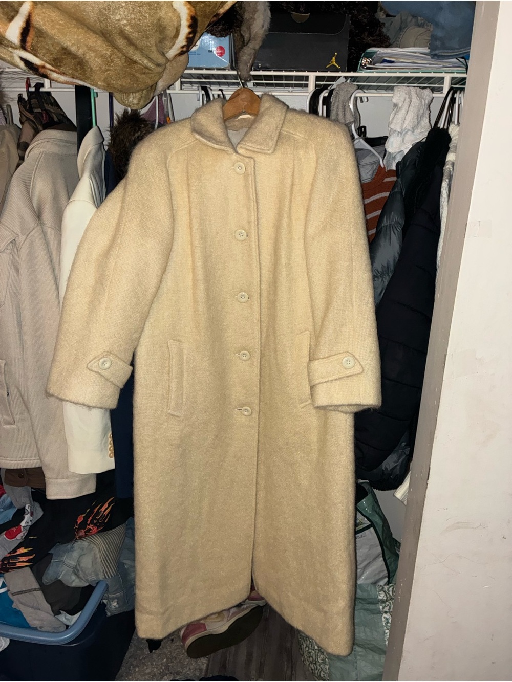 Avoca Handweavers 50s-60s vintage Cream Mohair-Wool Pea Coat - Ireland Hand Made